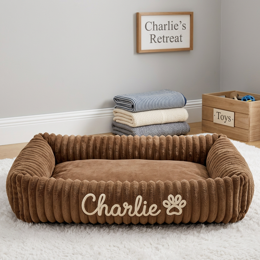 Personalisiertes, flauschiges Wolken-Hundebett mit weicher Umrandung