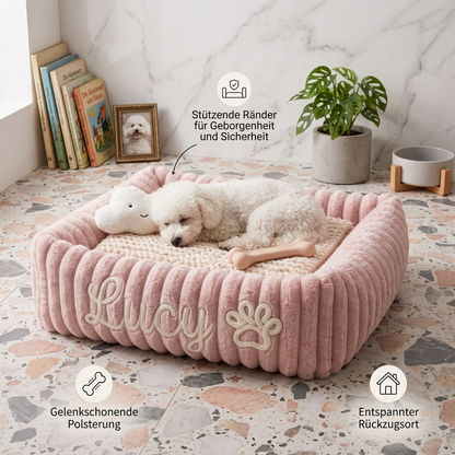 Personalisiertes, flauschiges Wolken-Hundebett mit weicher Umrandung