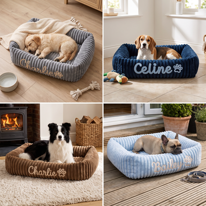 Personalisiertes, flauschiges Wolken-Hundebett mit weicher Umrandung