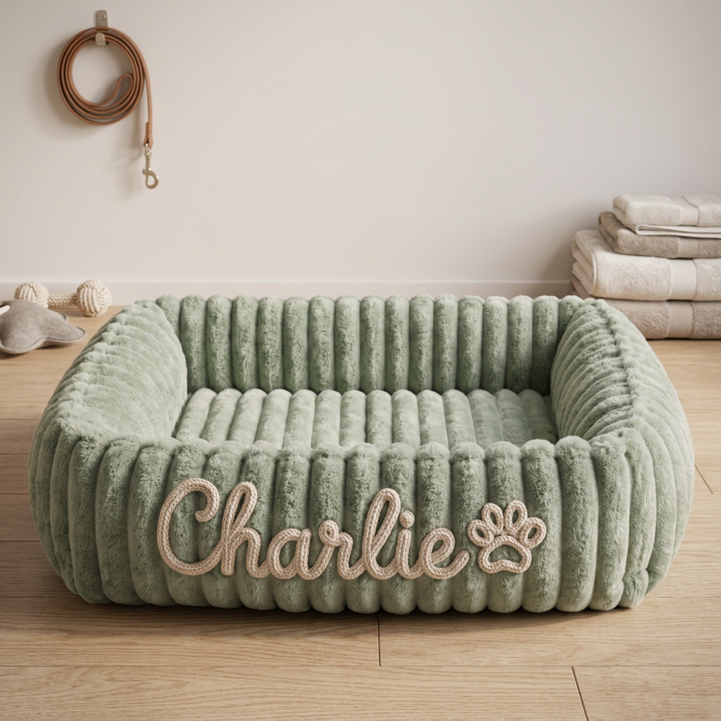 Personalisiertes, flauschiges Wolken-Hundebett mit weicher Umrandung