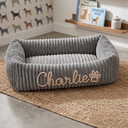 Personalisiertes, flauschiges Wolken-Hundebett mit weicher Umrandung