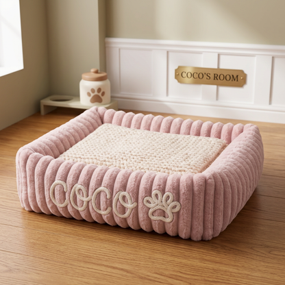 Personalisiertes, flauschiges Wolken-Hundebett mit weicher Umrandung