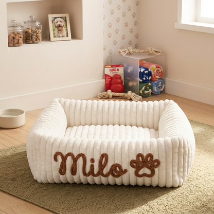 Personalisiertes, flauschiges Wolken-Hundebett mit weicher Umrandung
