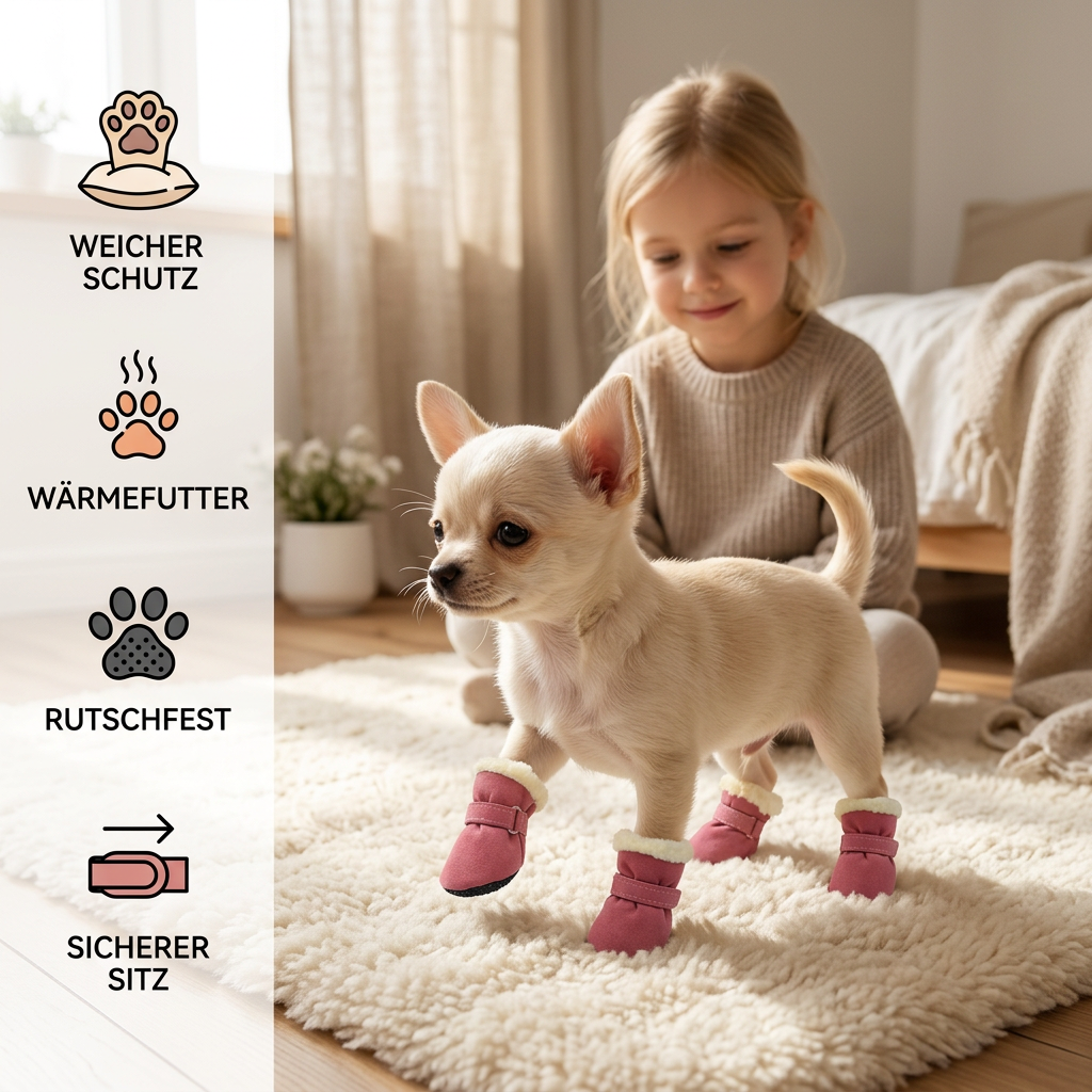 Weiche Samt-Pfotenstiefel für Hunde – Warm & rutschfest