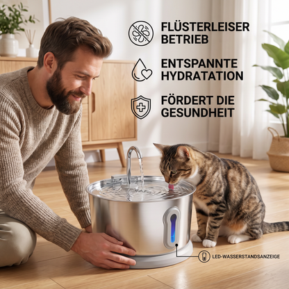 Intelligenter, antibakterieller Trinkbrunnen aus Edelstahl für Haustiere – 4 l, extrem leise, für eine bessere Flüssigkeitszufuhr und Gesundheit Ihres Haustieres