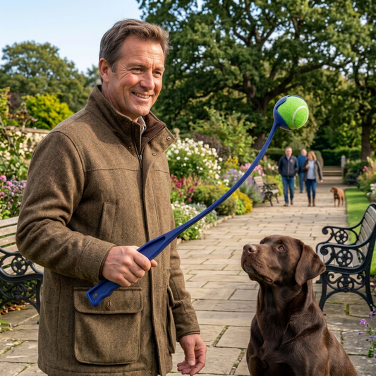 Interaktiver Tennisball-Werfer für Hunde – Apportierwerfer mit langem Griff