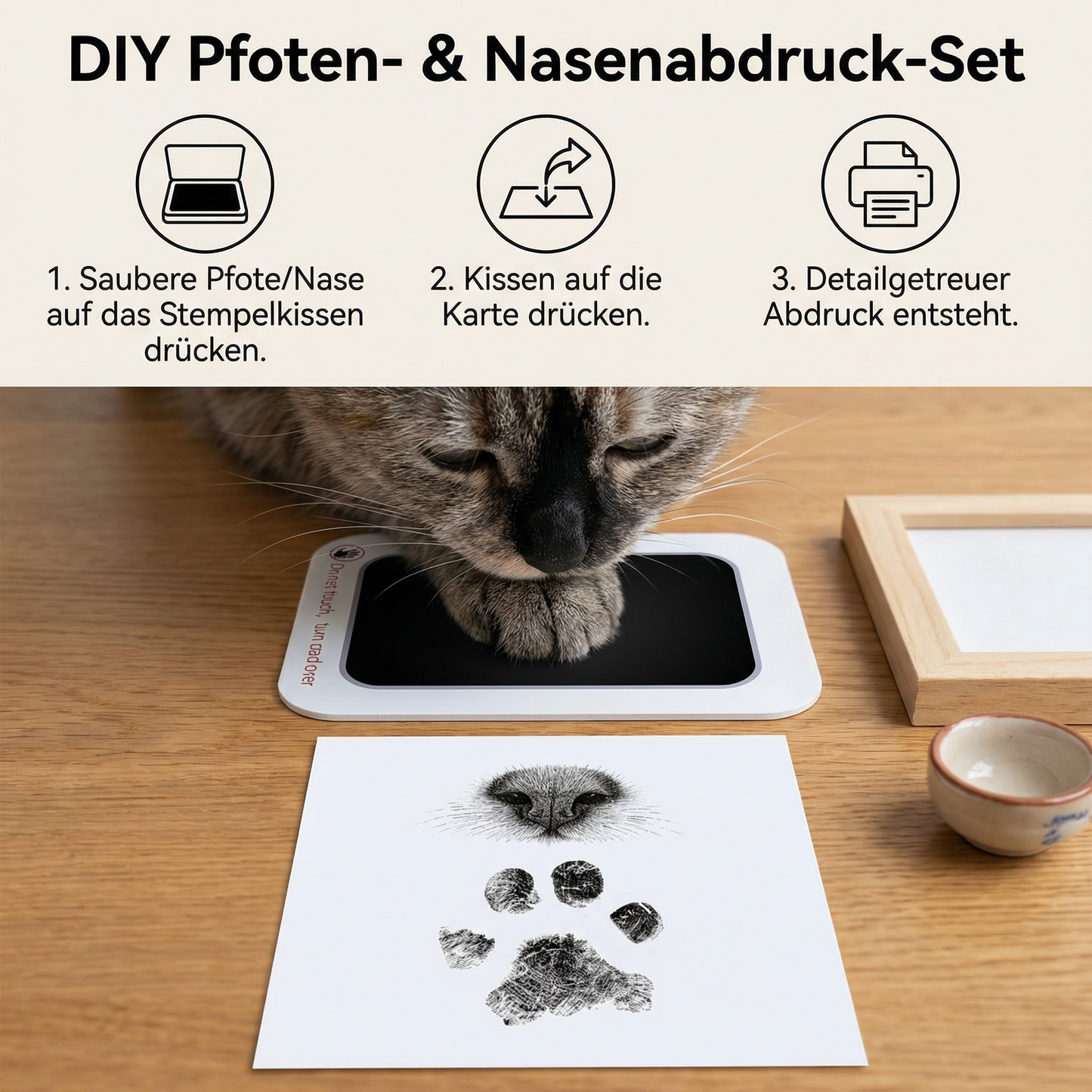 Haustier Pfoten- & Nasenabdruck-Set – DIY Erinnerungsset für Katzen