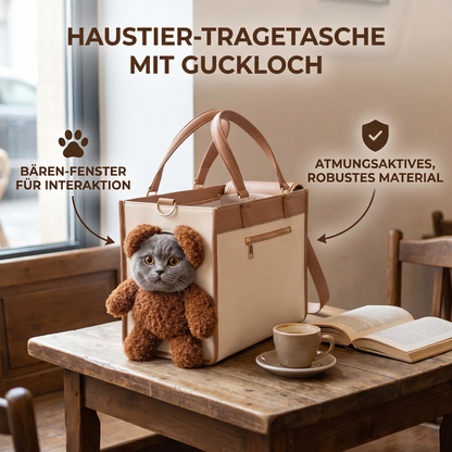Haustier Tragetasche mit Teddybär Guck-Loch Fenster