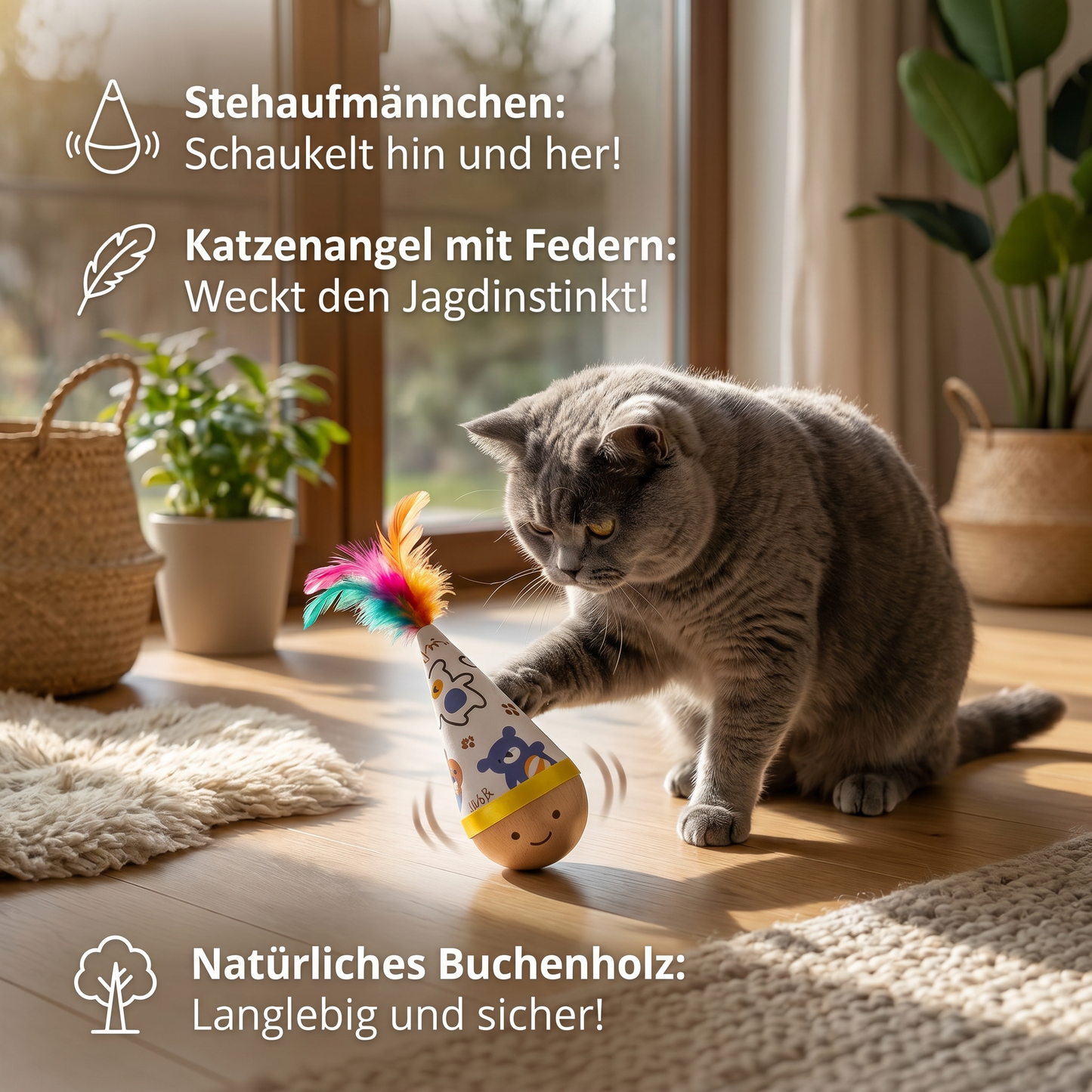 Roly-Poly-Spielzeug aus natürlichem Buchenholz