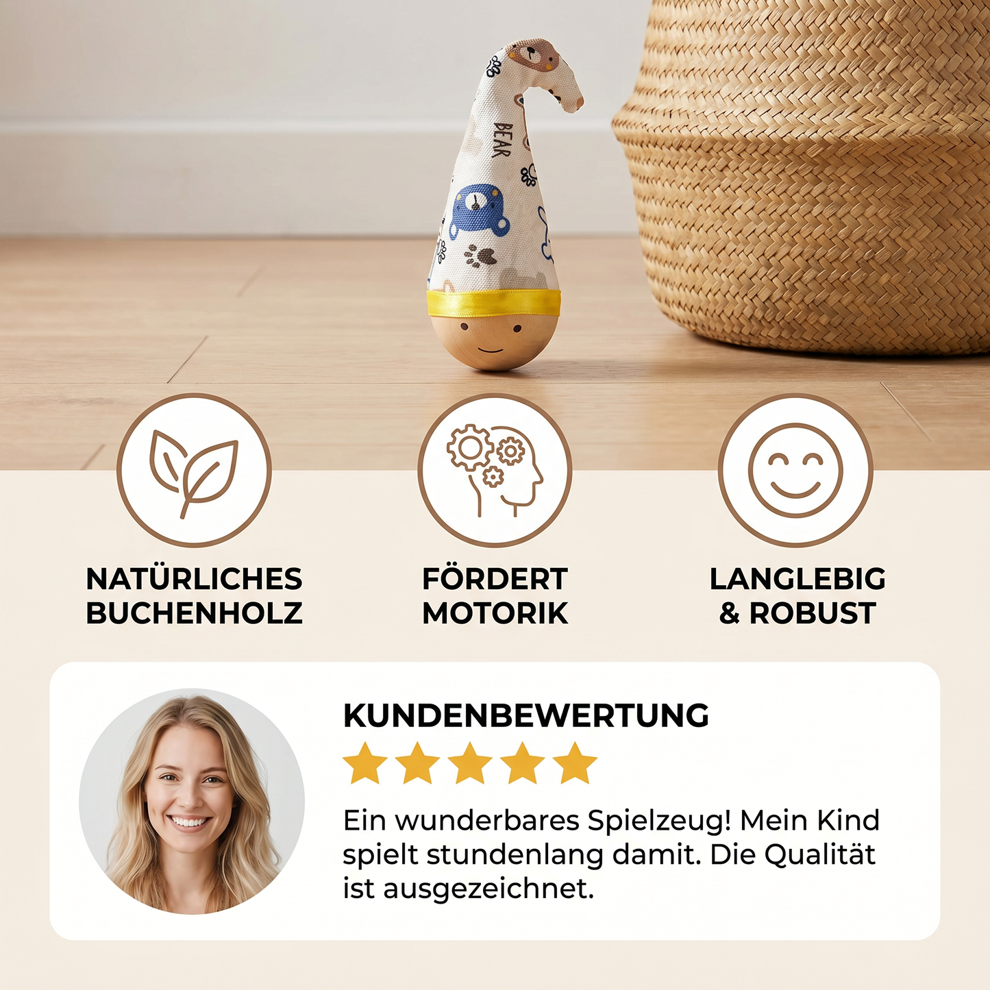 Roly-Poly-Spielzeug aus natürlichem Buchenholz