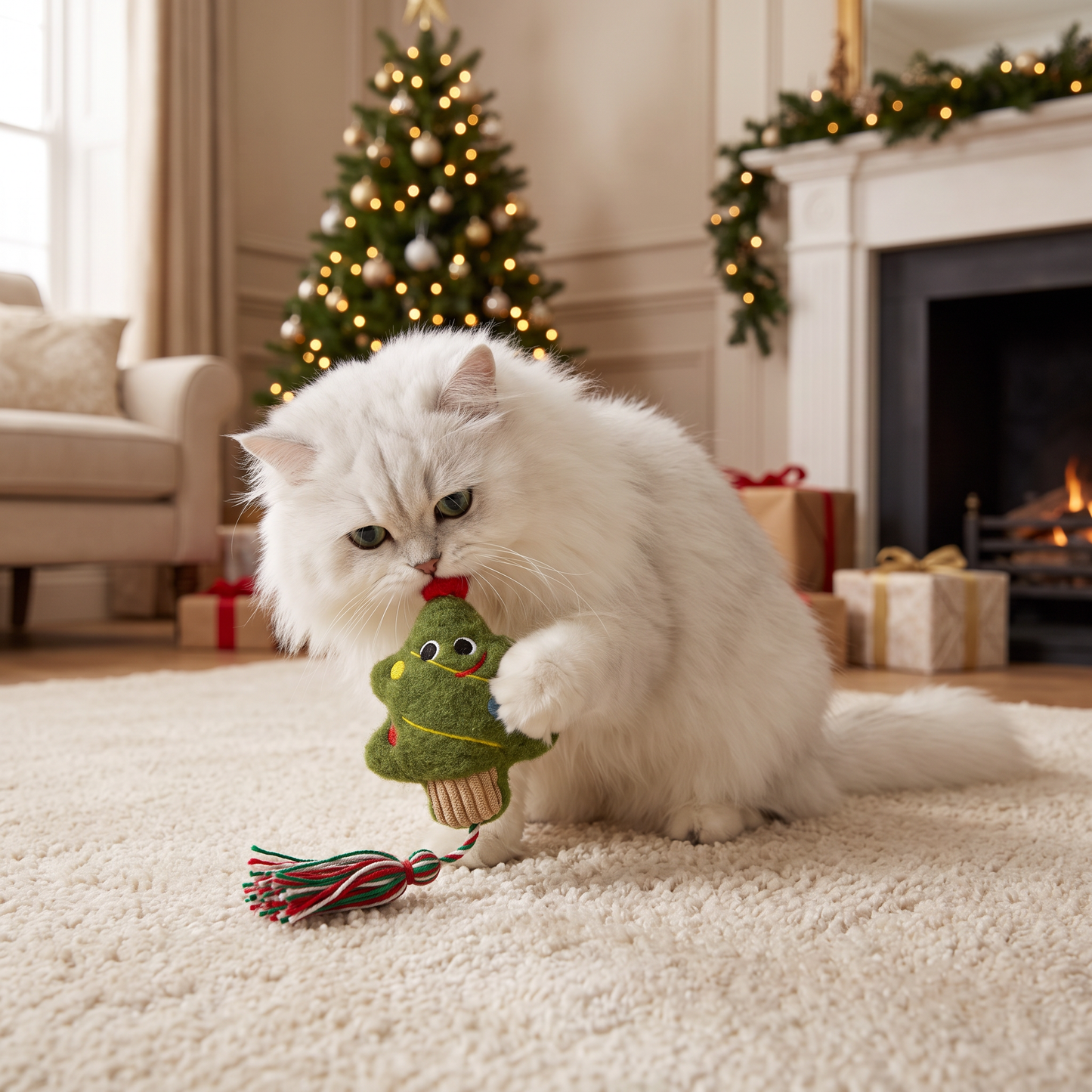 Weihnachtliches Katzenminze-Seilspielzeug für Katzen