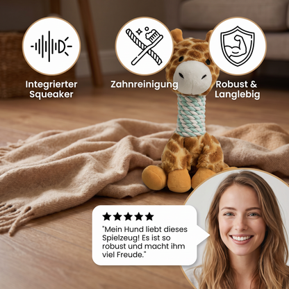 Robustes Tier-Plüsch-Hundespielzeug mit Seil, Quietscher und Zahnreinigungsfunktion