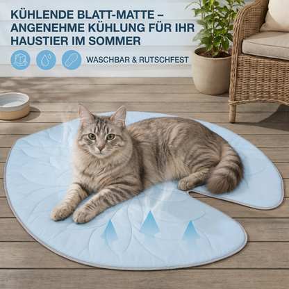 Kühlende Haustiermatte in Blattform – Waschbare Sommermatte mit rutschfester Unterseite