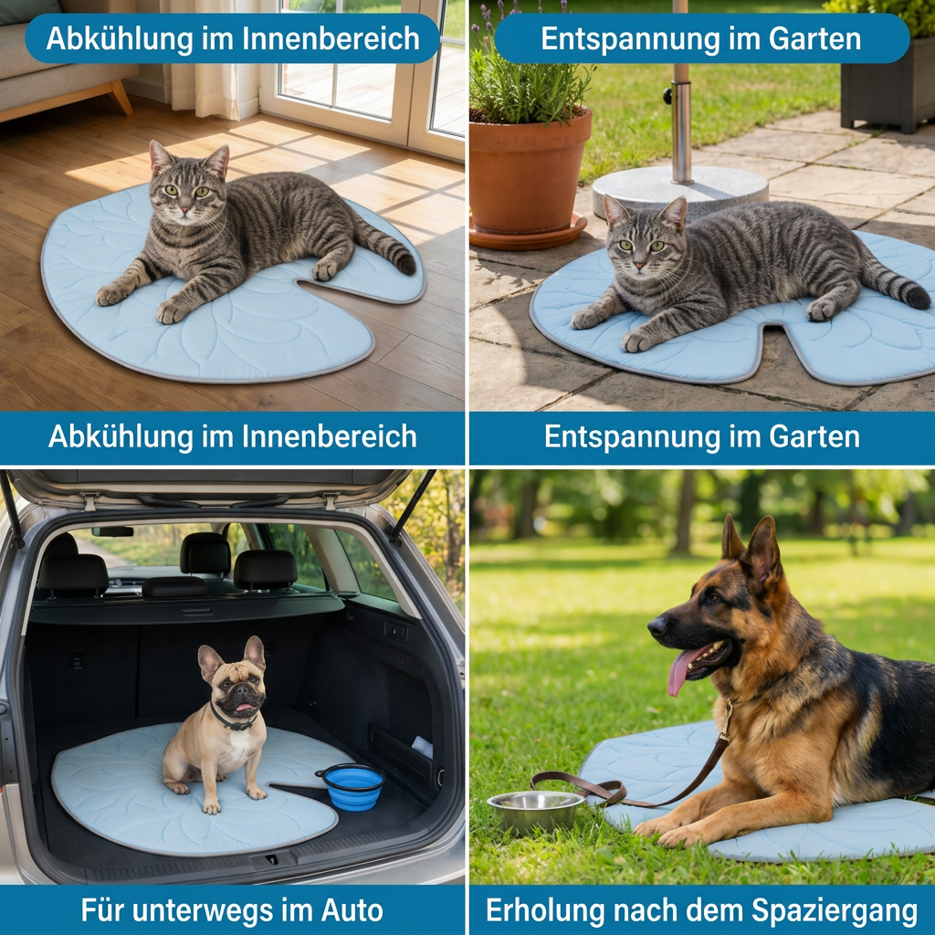 Kühlende Haustiermatte in Blattform – Waschbare Sommermatte mit rutschfester Unterseite