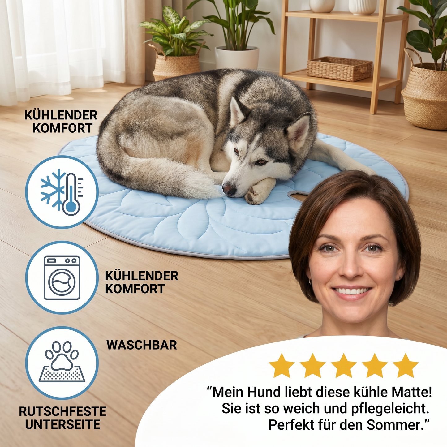 Kühlende Haustiermatte in Blattform – Waschbare Sommermatte mit rutschfester Unterseite