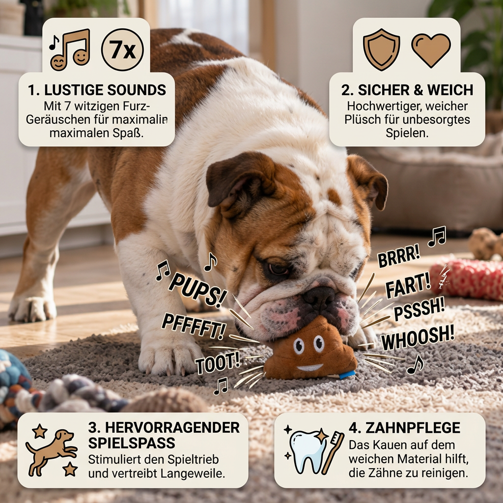 Furzendes Plüsch-Hundespielzeug mit 7 lustigen Geräuschen