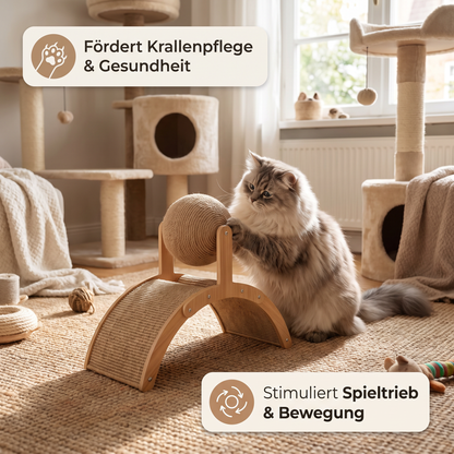 Interaktiver Riesenrad-Katzenkratzer mit drehbarem Juteball