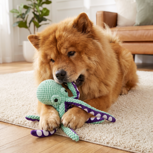 Großes Oktopus-Plüschspielzeug mit Quietscher für Hunde