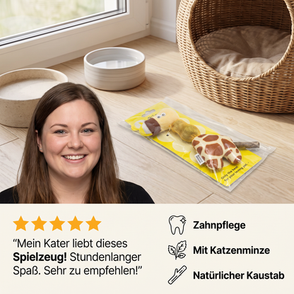 3-in-1 Zahnpflege-Giraffen-Katzenspielzeug – Plüsch, Katzenminze-Bälle & Natürlicher Kaustab