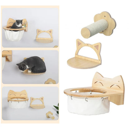 Hängendes Katzenkörbchen aus Holz