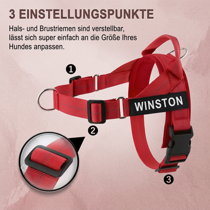 Individuell gestaltetes, reflektierendes No-Pull-Hundegeschirr mit personalisiertem Namensaufnäher
