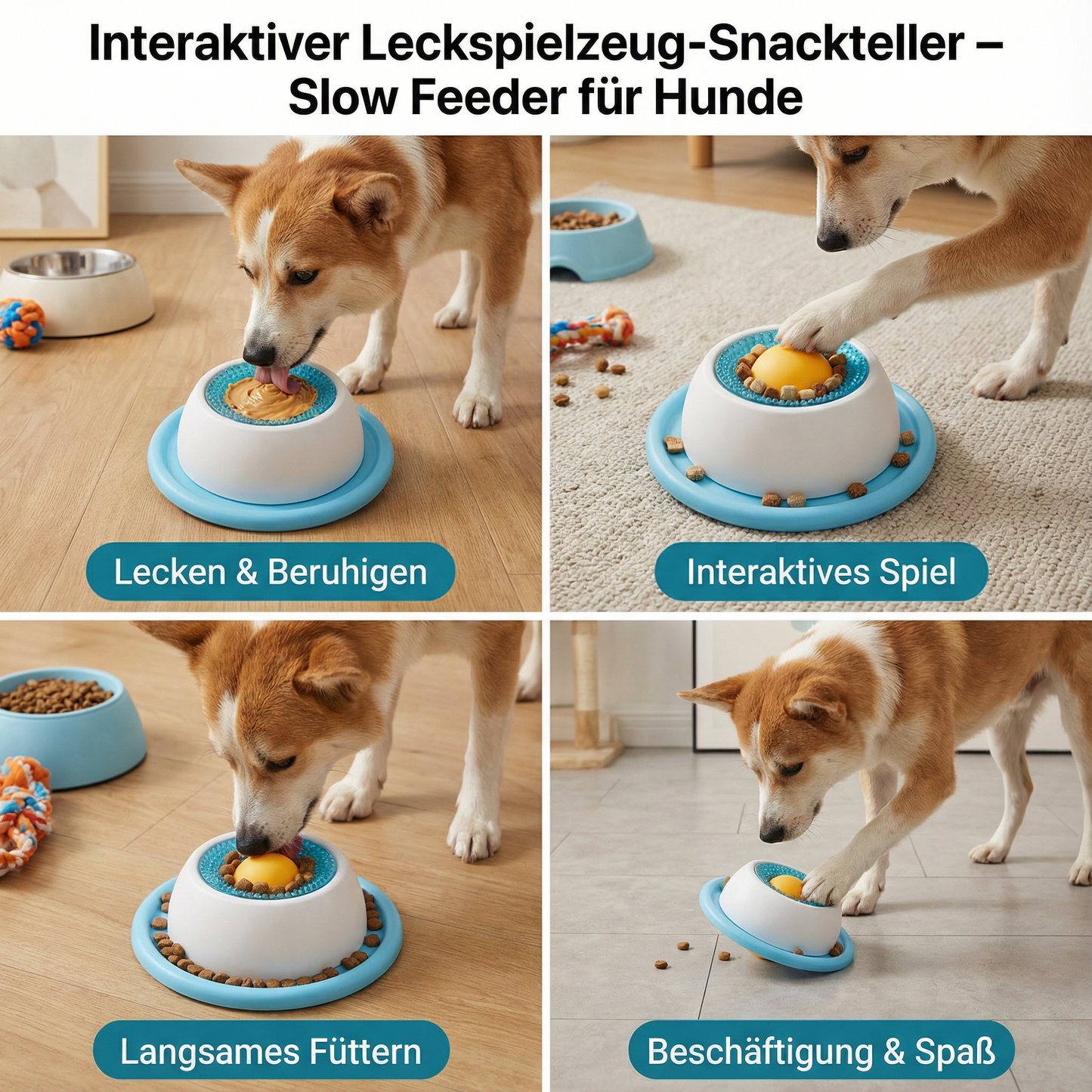 Interaktiver Leckspielzeug-Snackteller – Slow Feeder für Hunde