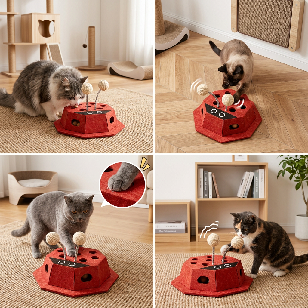 3-in-1-Puzzle-Spielzeug für Katzen in Form eines Marienkäfers