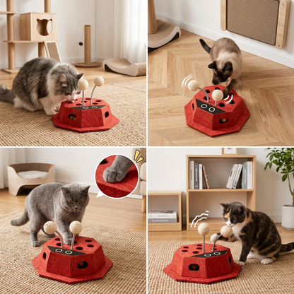 3-in-1-Puzzle-Spielzeug für Katzen in Form eines Marienkäfers