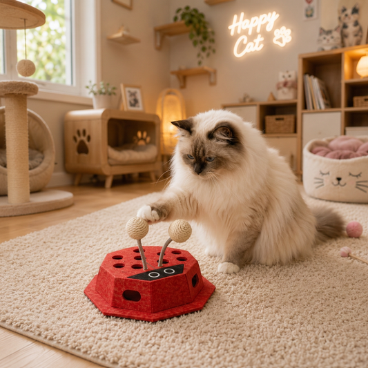 3-in-1-Puzzle-Spielzeug für Katzen in Form eines Marienkäfers