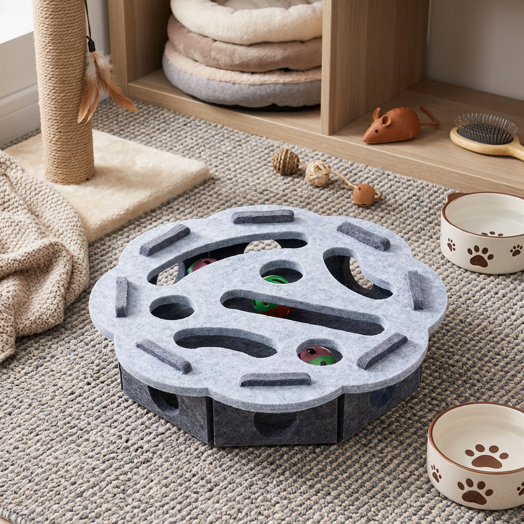 Interaktives Puzzle-Spielzeug aus Filz für Katzen