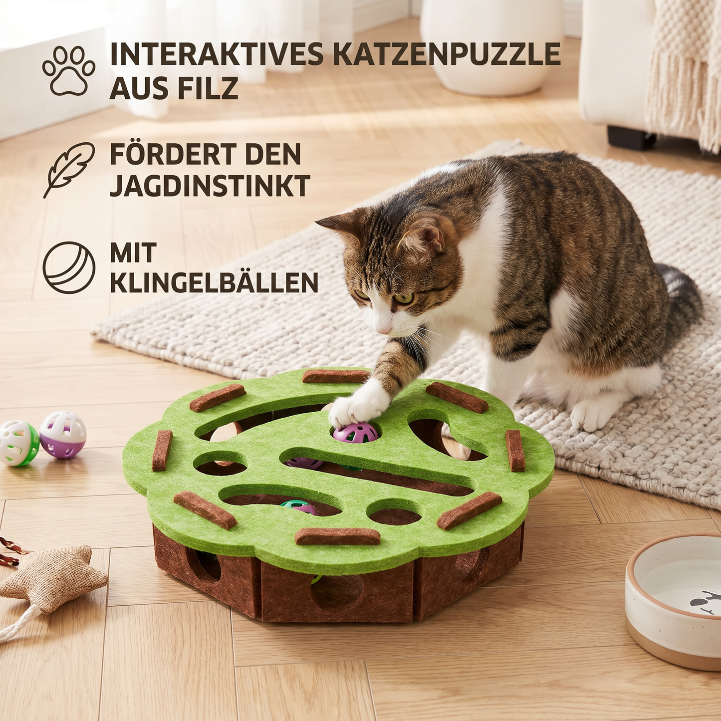 Interaktives Puzzle-Spielzeug aus Filz für Katzen