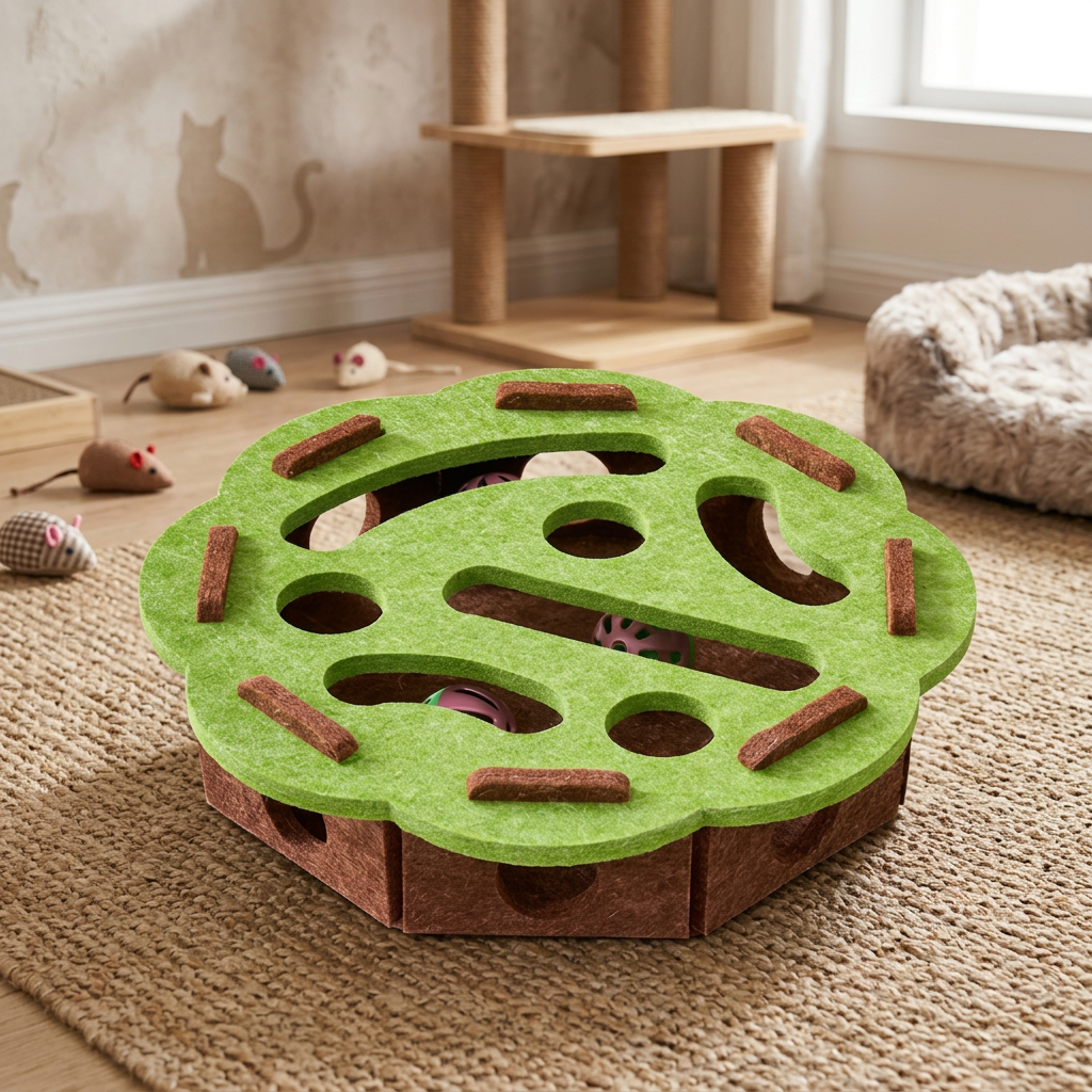 Interaktives Puzzle-Spielzeug aus Filz für Katzen
