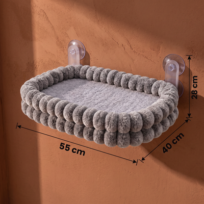 Flauschige kabellose faltbare Katzen-Fensterhängematte mit starken Saugnäpfen & waschbarem Bezug