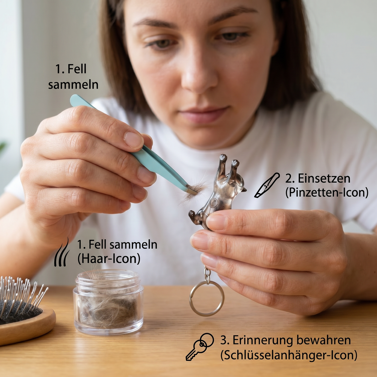 Schlüsselanhänger als Andenken mit Katzenhaaren – Andenkenhalter für Tierhaare