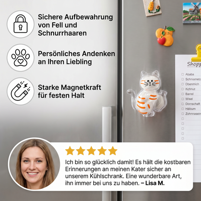 Katzenmagnet als Andenken an die Schnurrhaare – Erinnerung an Fell und Schnurrhaare