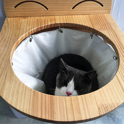 Hängendes Katzenkörbchen aus Holz
