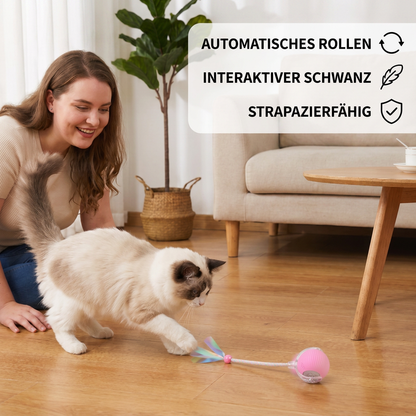 Verbesserter „Smart Rolling Cat Ball“ – strapazierfähiges interaktives Spielzeug mit Netzschwanz