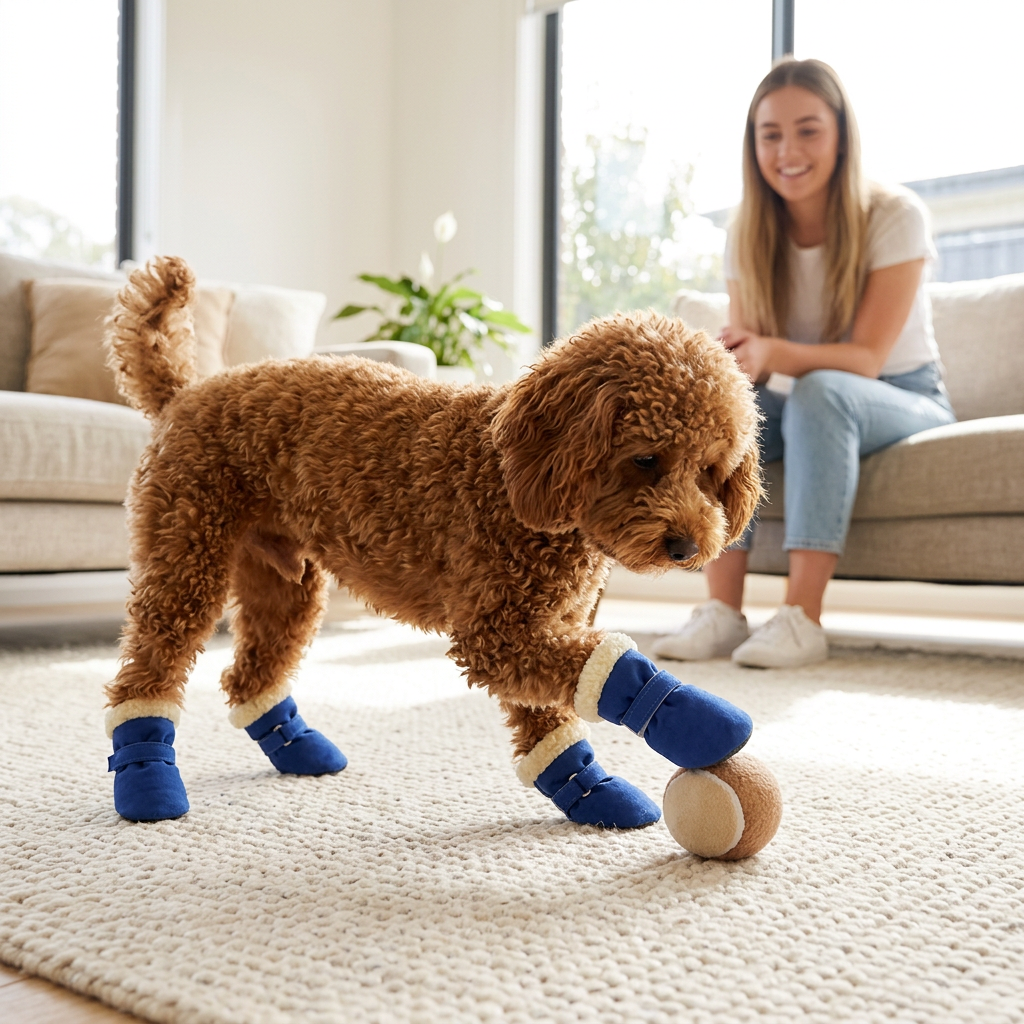 Weiche Samt-Pfotenstiefel für Hunde – Warm & rutschfest