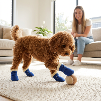 Weiche Samt-Pfotenstiefel für Hunde – Warm & rutschfest