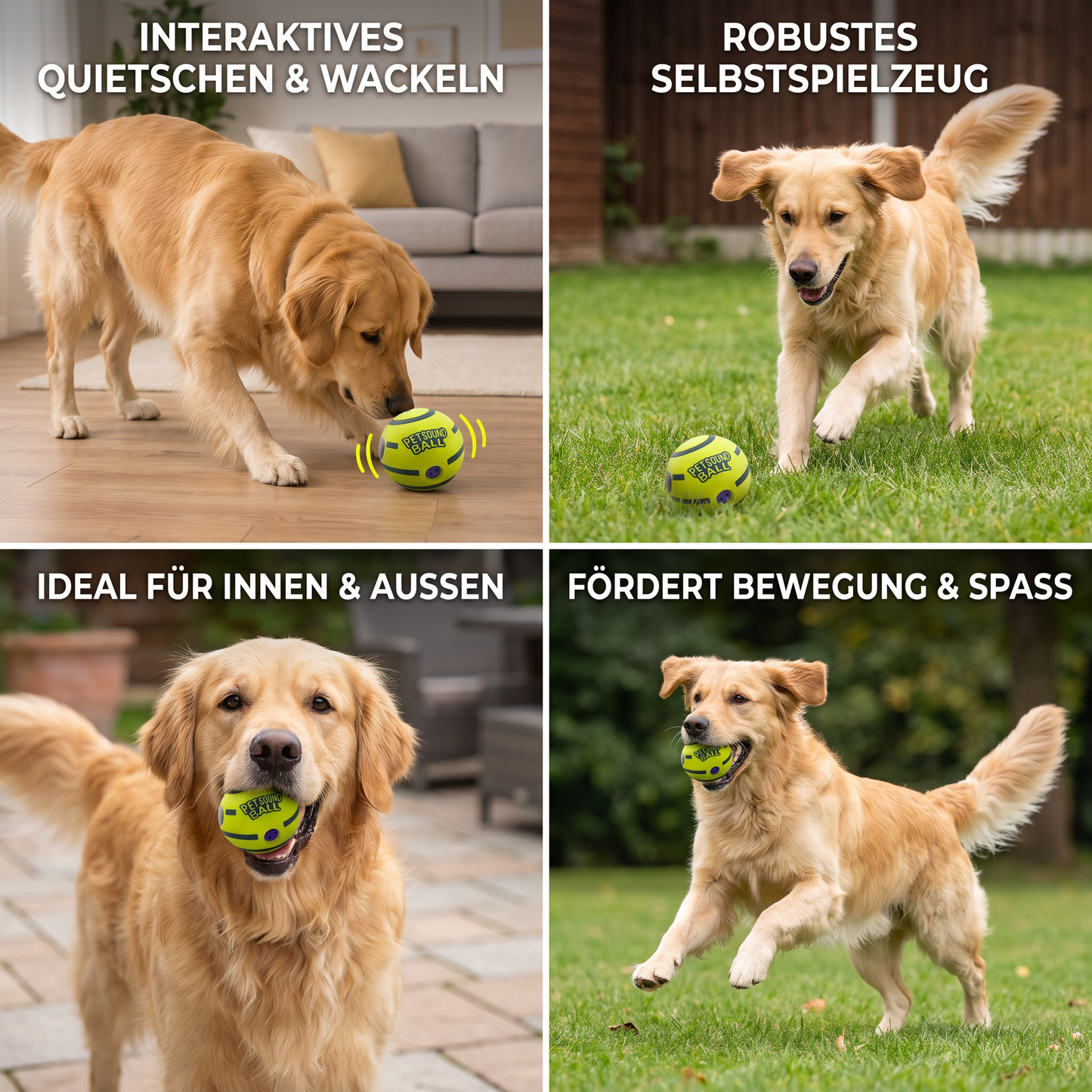 Interaktiver quietschender Wackelball für Hunde – strapazierfähiges Spielzeug zum Selbstspielen