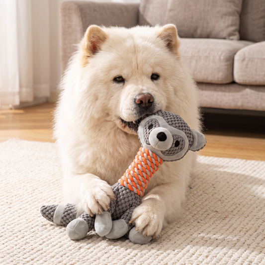 Robustes Tier-Plüsch-Hundespielzeug mit Seil, Quietscher und Zahnreinigungsfunktion