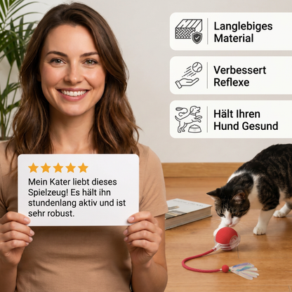 Verbesserter „Smart Rolling Cat Ball“ – strapazierfähiges interaktives Spielzeug mit Netzschwanz