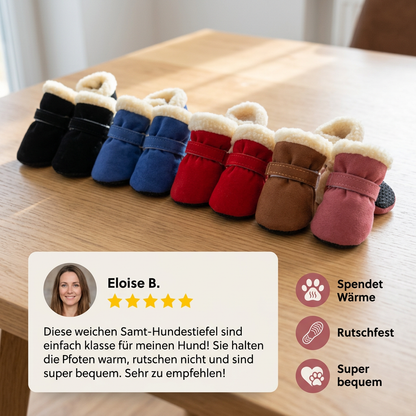 Weiche Samt-Pfotenstiefel für Hunde – Warm & rutschfest
