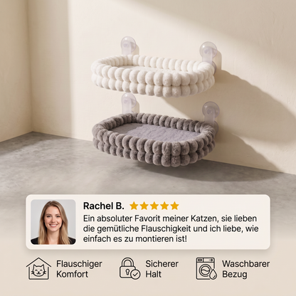 Flauschige kabellose faltbare Katzen-Fensterhängematte mit starken Saugnäpfen & waschbarem Bezug