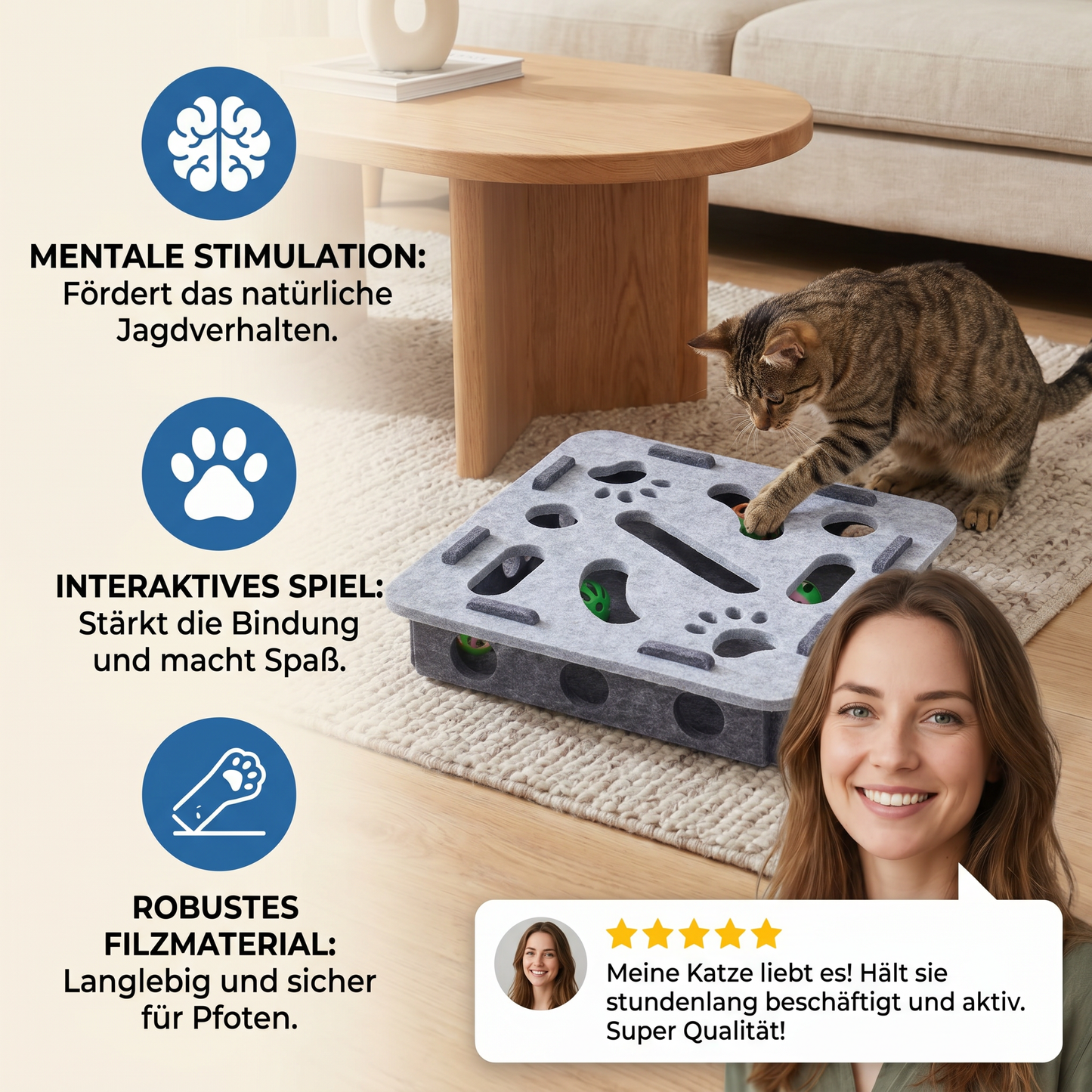 Interaktives Puzzle-Spielzeug aus Filz für Katzen