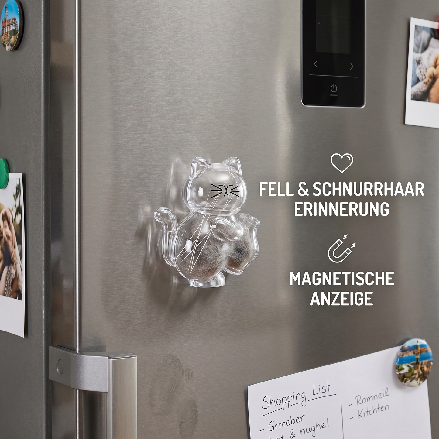Katzenmagnet als Andenken an die Schnurrhaare – Erinnerung an Fell und Schnurrhaare