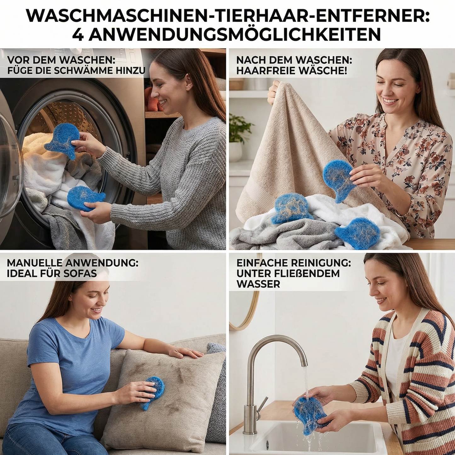 Waschmaschinen Tierhaar-Fänger – Klebender Fusselentferner für Hunde- & Katzenhaare