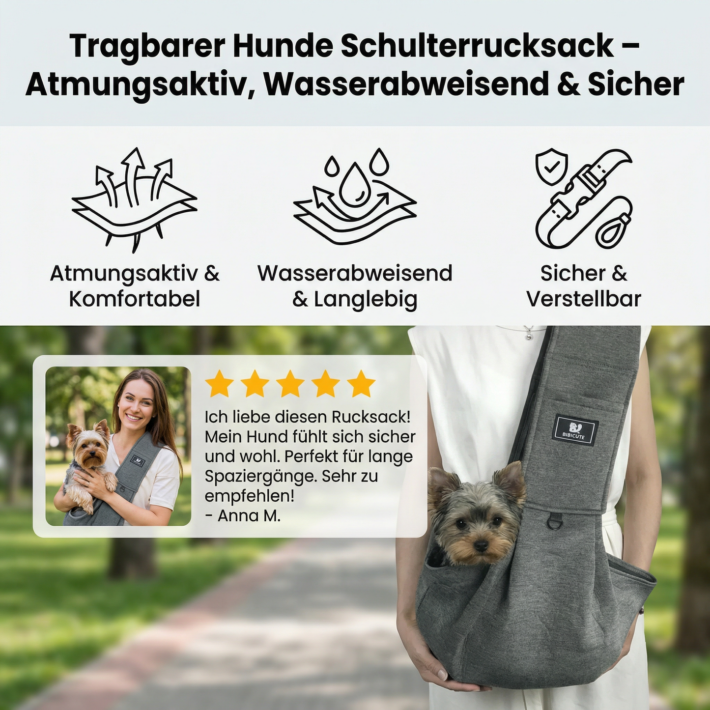 Tragbarer Hunde Schulterrucksack – Atmungsaktiv, Wasserabweisend & Sicher