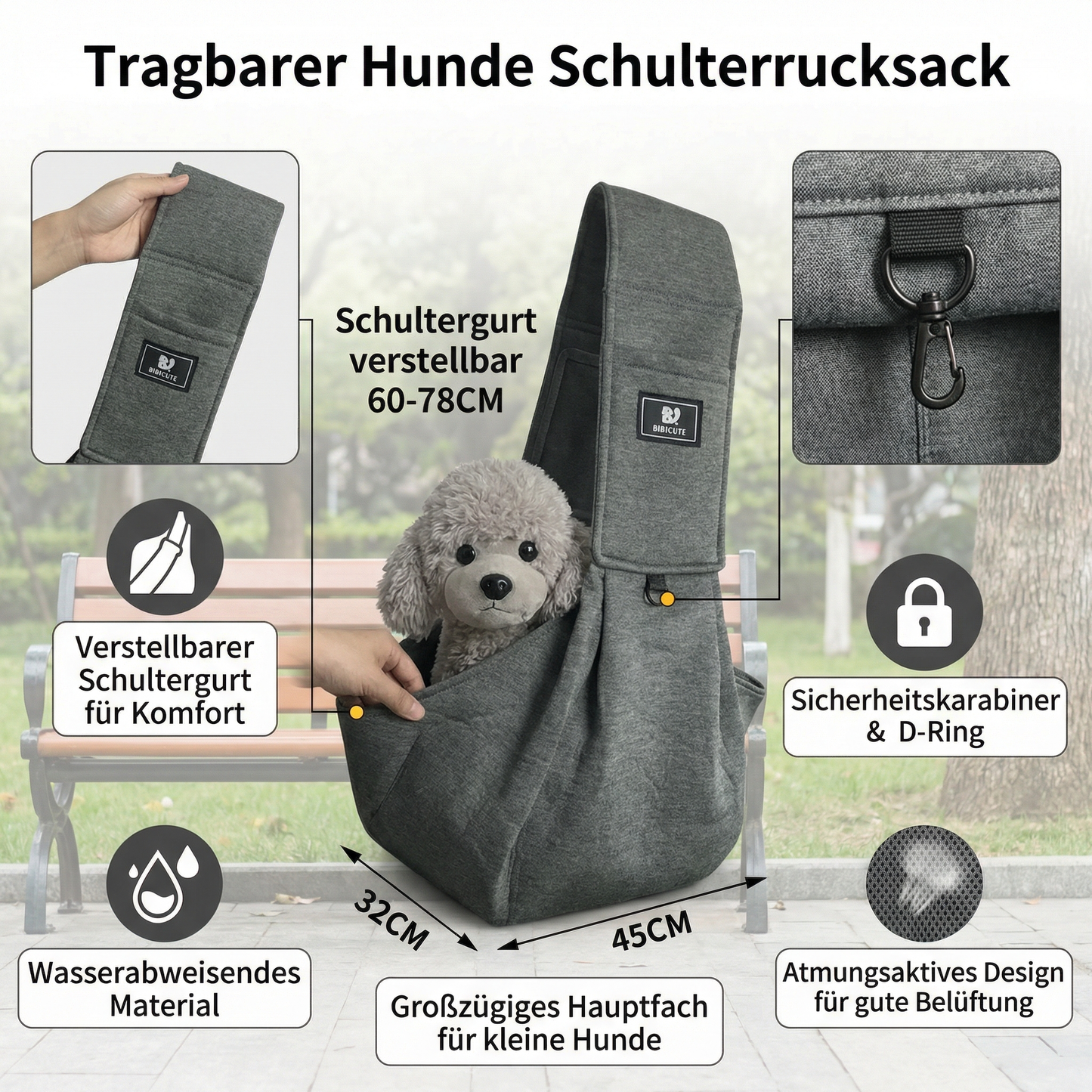 Tragbarer Hunde Schulterrucksack – Atmungsaktiv, Wasserabweisend & Sicher