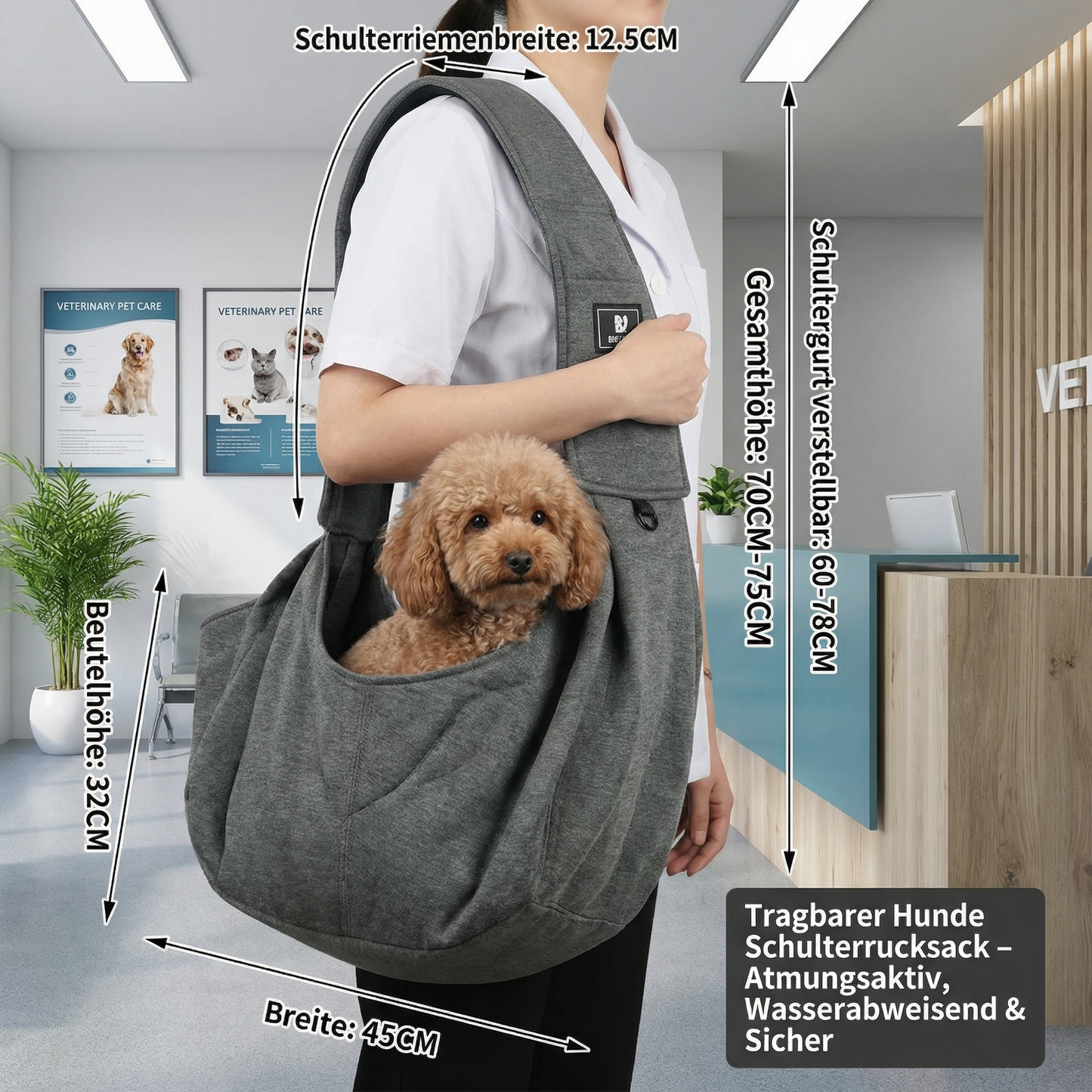 Tragbarer Hunde Schulterrucksack – Atmungsaktiv, Wasserabweisend & Sicher
